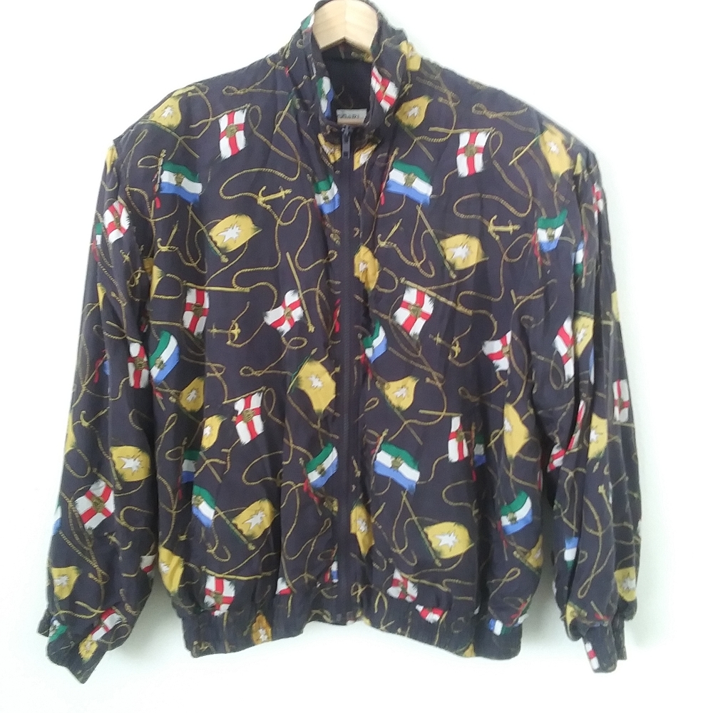 Vintage Multicolor Patterned Bomber Jacket